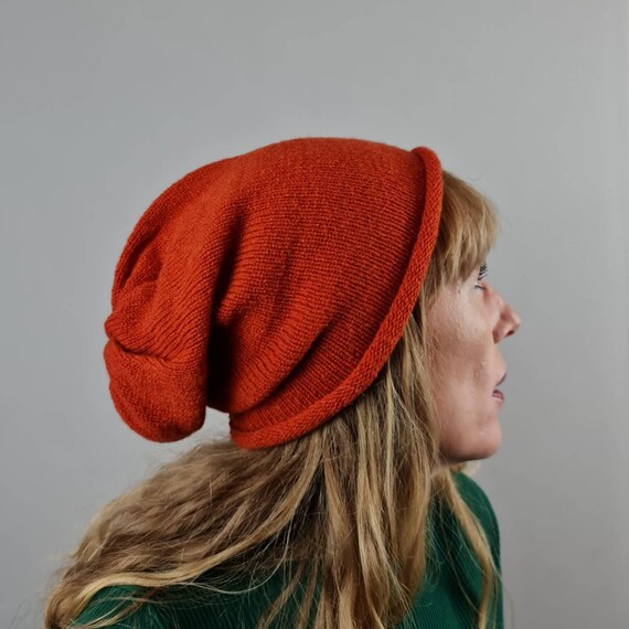Burnt Orange Slouchy Beanie Hat British 