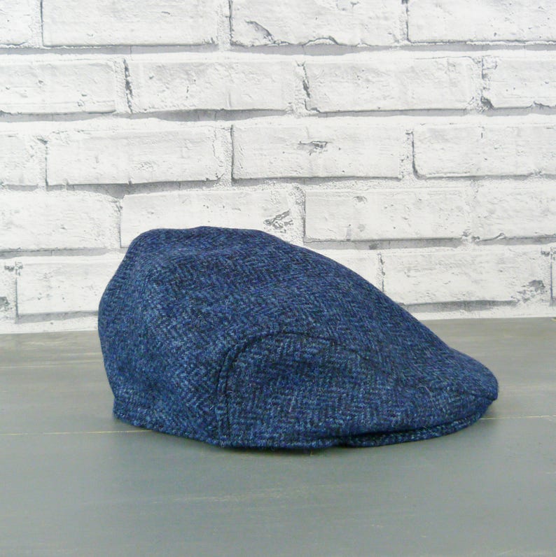 Mens Flat Cap Navy Herringbone Yorkshire Tweed Mens Hat Etsy
