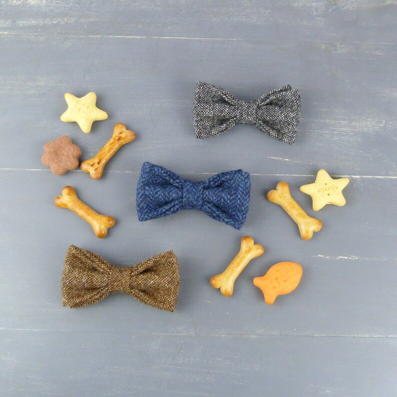 Dog Bow Tie Harris Tweed Multi Autumnal Colours Harris Etsy