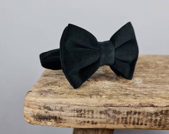 Boys Oversized Velvet Bow Tie - Jet Black