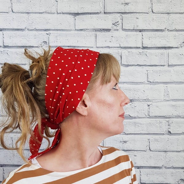 Non Slip Headscarf - Red Polka Dot