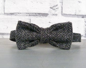 Boys Bow Tie - Charcoal Herringbone Yorkshire Tweed