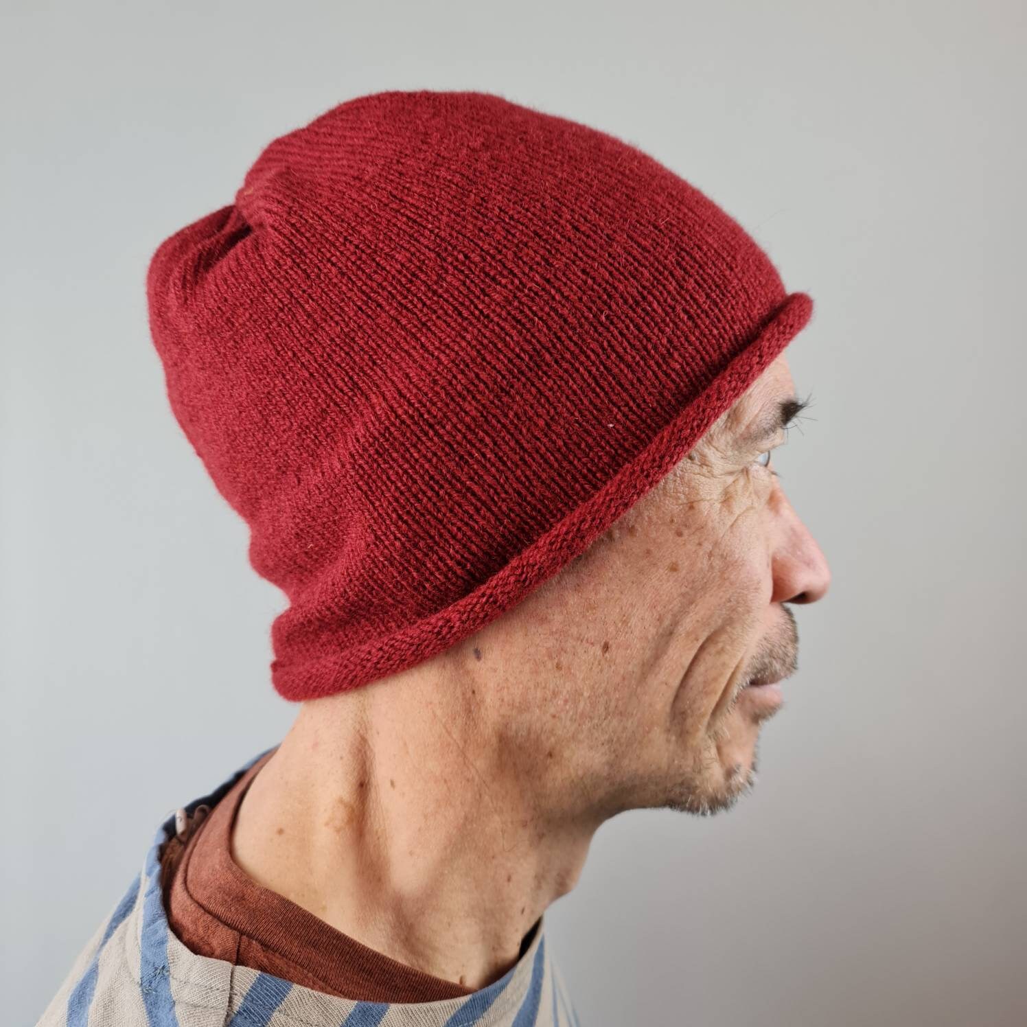 Eco Friendly Beanie Hat Dark Red 