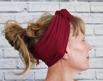 Non Slip Top Knot Headband - Wine