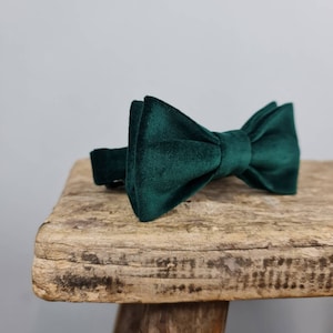 Bow Tie - Bottle Green Cotton Velvet, eco friendly