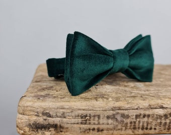 Bow Tie - Bottle Green Cotton Velvet, eco friendly