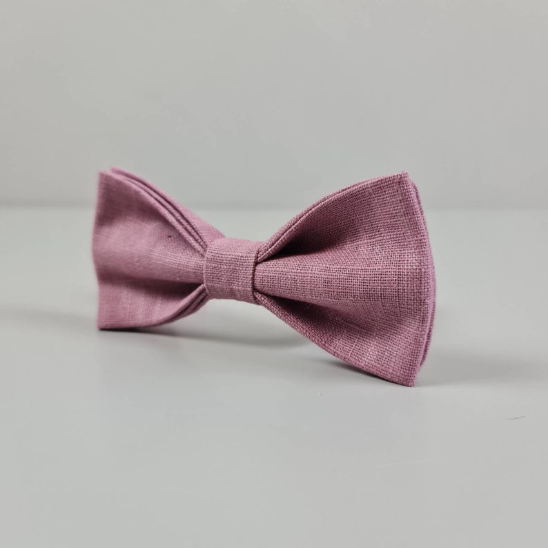 Linen Bow Tie Dusky Pink, Wedding Bow Tie, Groomsman Bow Tie, Eco Friendly image 2