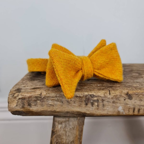 Harris Tweed Self tie bow tie -  Yellow