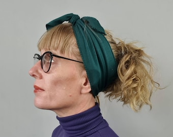 Non Slip Top Knot Headscarf - Bottle Green