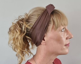 Non Slip Top Knot Headband - Brown