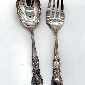 Rogers Bros Heritage Silver Plate Serving Set Shell Casserole Spoon Meat Fork
