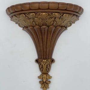 Vintage 1970&#39;s Homco Gold and Brown Wall Planter/Homco Wall Pocket/Regency Hollywood Home Decor/Ornate 70&#39;s Wall Pocket Sconce