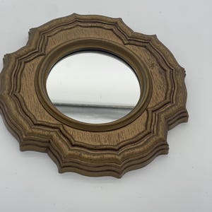 Vintage miniatur gold *Spiegel mit Plastikrahmen Retro verschnörkelter Mini Wandbehang 23 cm breit