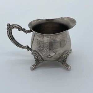 ブランドなし アンティーク 1950 年代 シルバープレート クリーマーボウル 装飾花柄ハンドル 中古