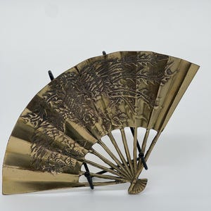 Vintage Brass Phoenix Fan: Raised Detail Wall Hanging