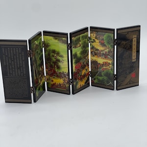 Mini Vintage Asian Folding Screen Divider
