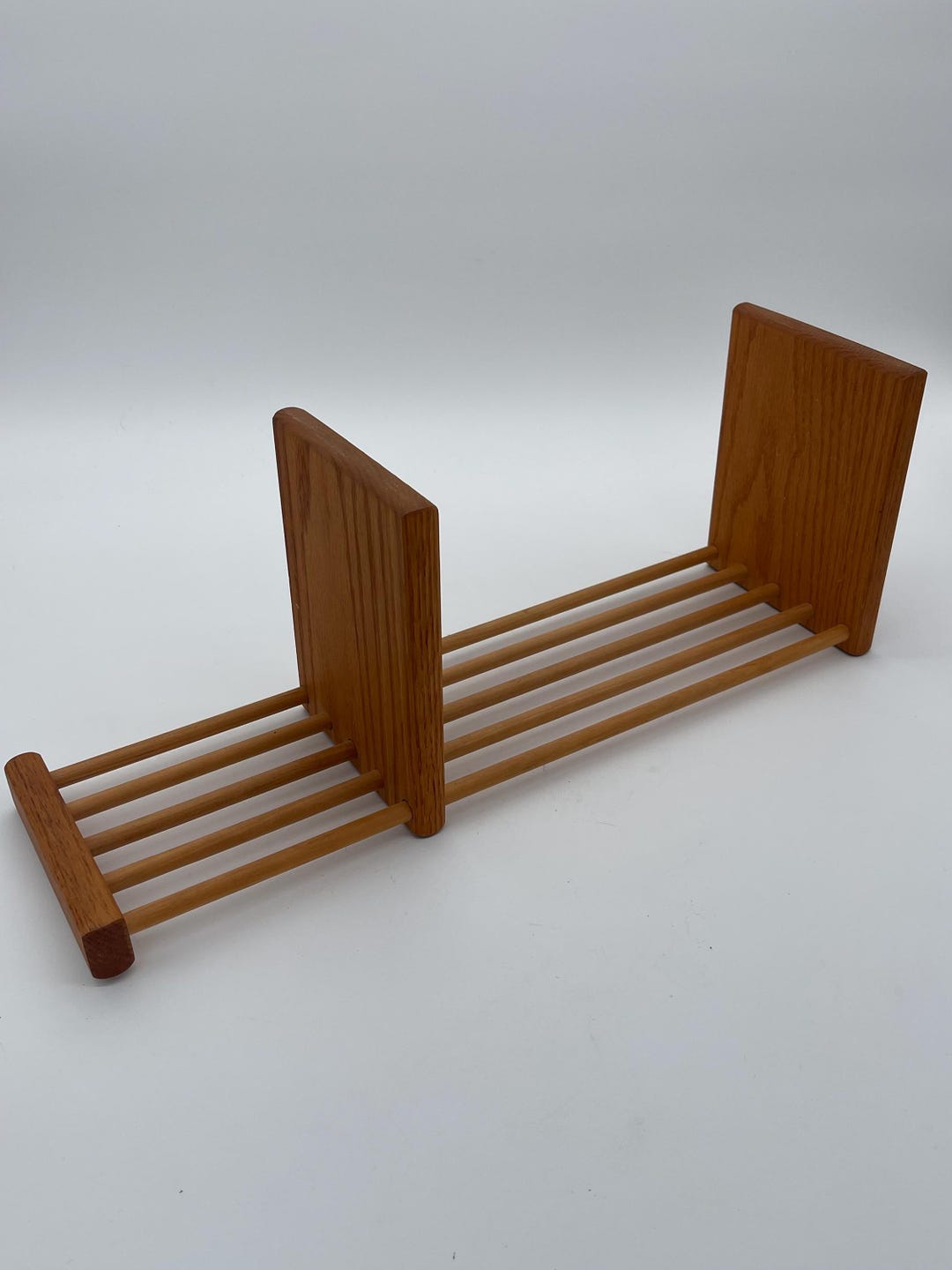 Vintage Wood Book Rack, Desk Top Storage Organizer, Wood Shelving ...