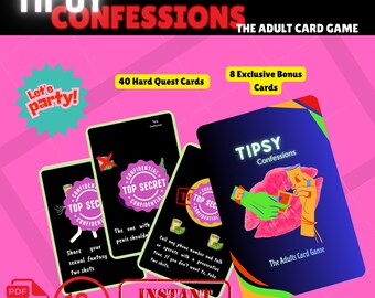 Tipsy Confessions Adult Card Game, Bachelorette Party (Digital Download)