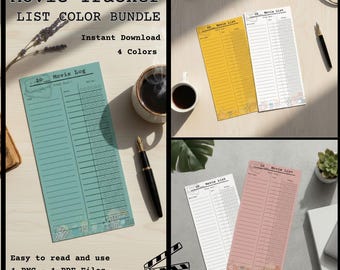 Library Card Movie Tracker, Minimalist Film List (Digital Download)