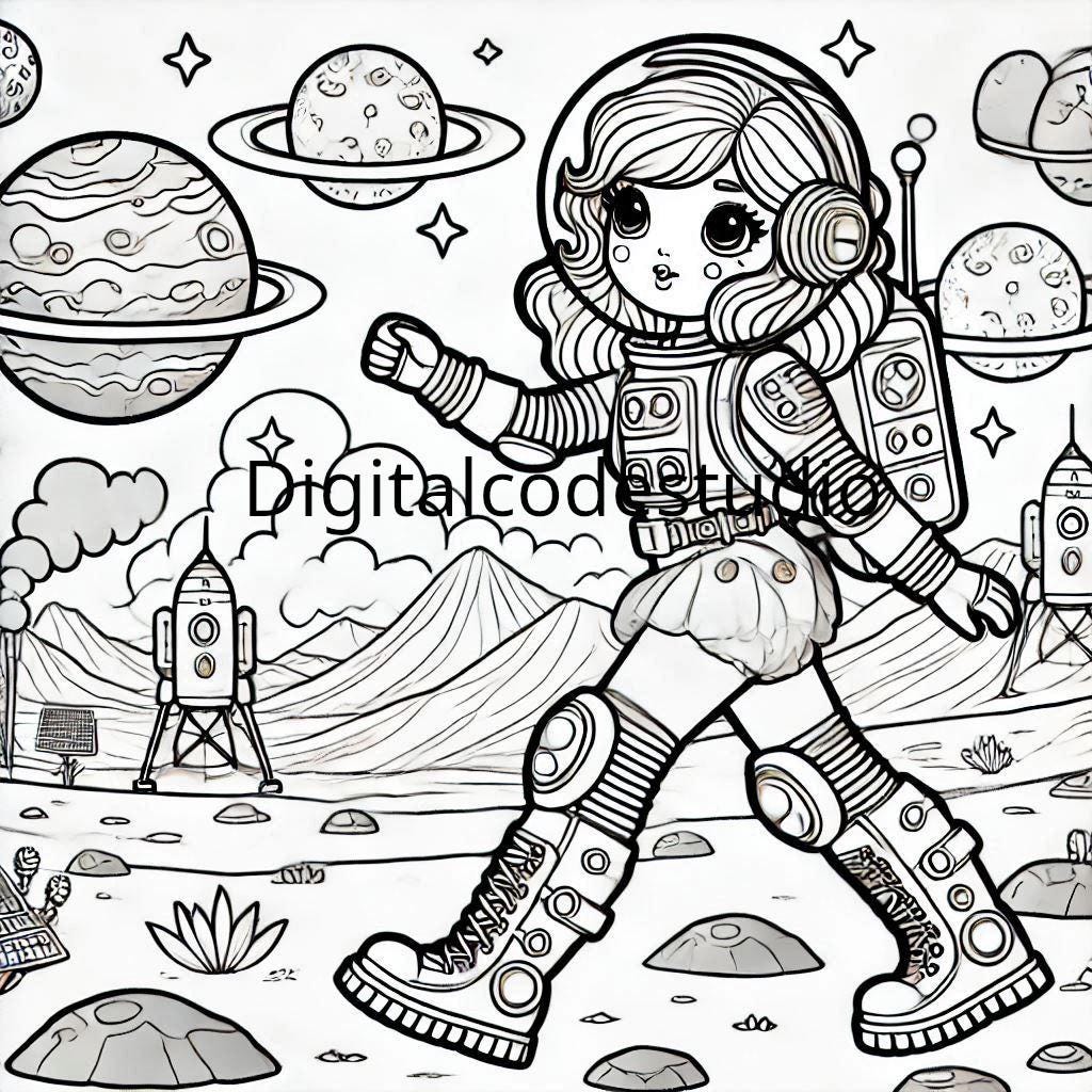 6 A4 Life on Mars colouring pages, colouring book, coloring book AI generated