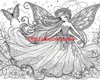 6 A4 Beautiful Fairies colouring book, coloring  book, art work, digital, pictures