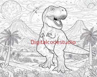 18 Dinosaurier Ausmalbilder, Malbuch, Malseiten, Malbuch, Grafik, Bilder