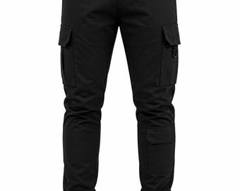 Men's Black Cargo Joggers | D-Ring Multi-Pocket Utility Pants