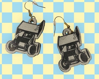 Racing themed dangle earrings
