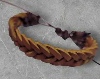 Adjustable skinny braided leather bracelet