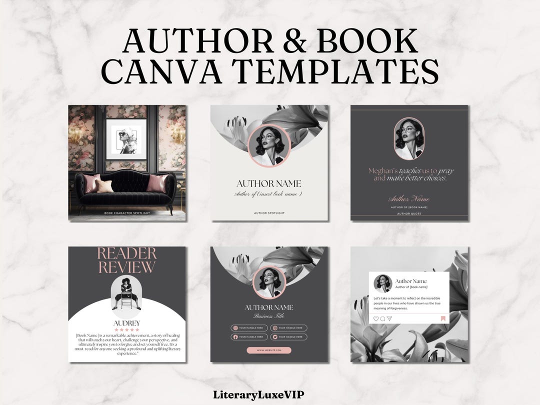 Elegant Canva Templates for Author Spotlights, Book Launches, Reader ...