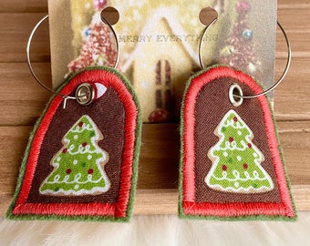 Christmas Tree Earrings, Christmas Earrings, Upcycled Earrings, Dangle Earrings, Unique Earrings, Heidiandseekboutique, Fun Earrings