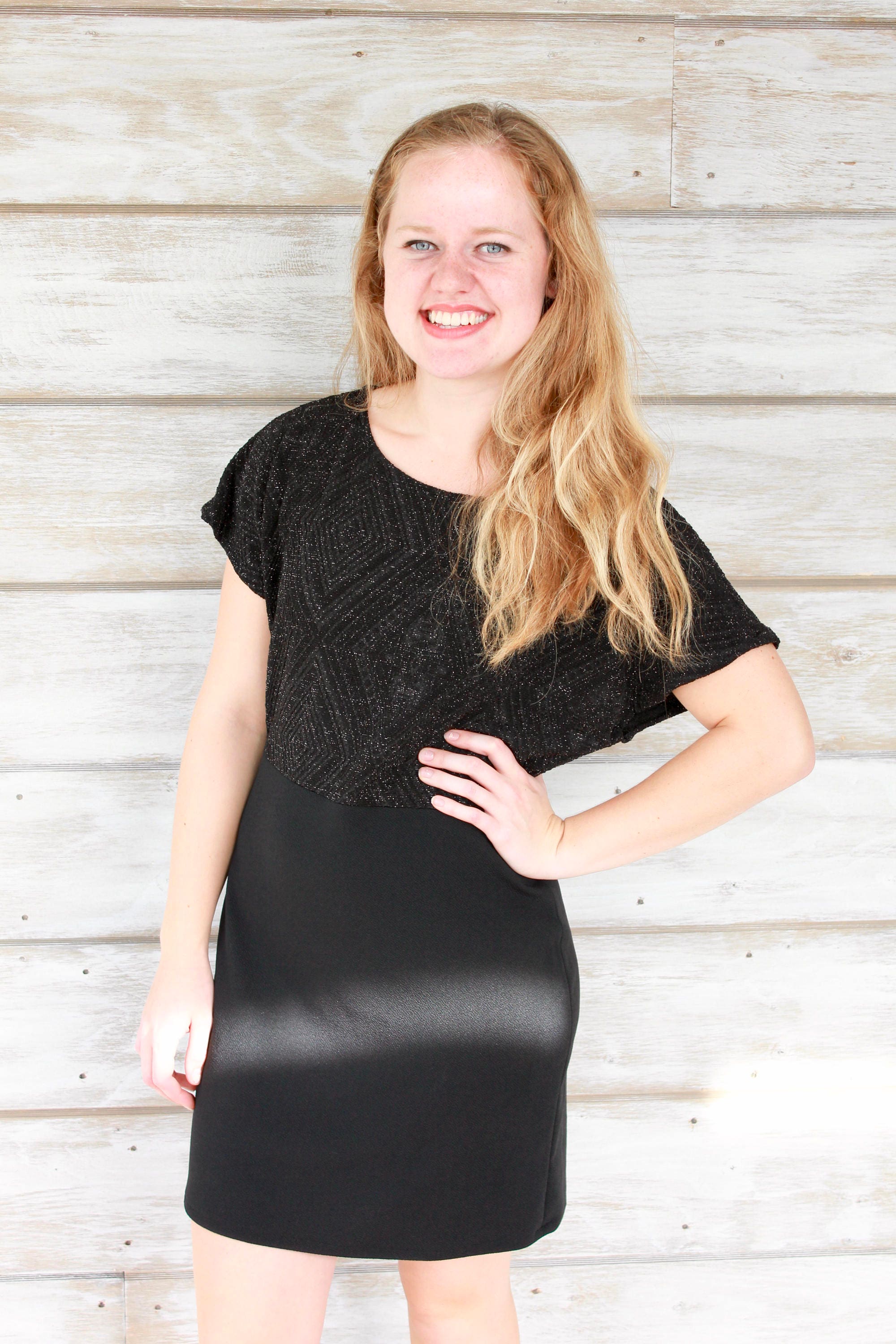 Glitter Knitted Mini Slip Dress Black