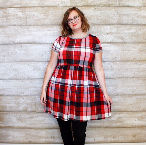 plaid smock dress