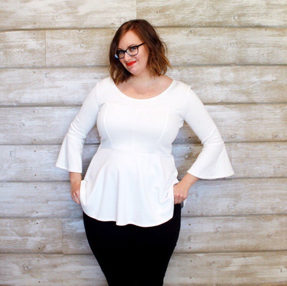 white bell sleeve sweater