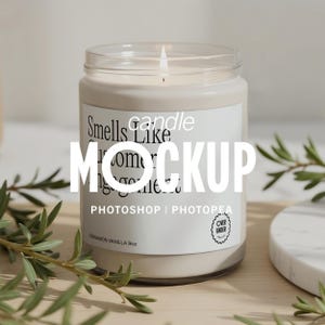 Candle Mockup | 9oz Lumient Soy Candle, Green Foliage (PSD Smart Objects)