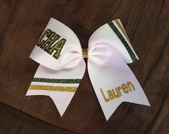 Personalized Texas Size Stripe Cheer Bow