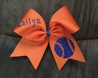 3" Texas Size Cheer bow - Personalized softball bow