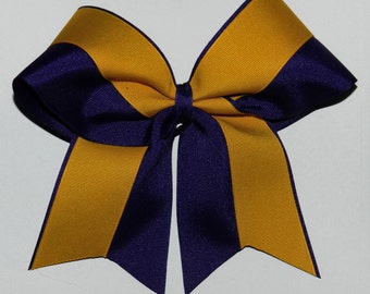 Bi Color 3" Texas Size Cheer bow - customizable - squad discounts - 2 color - yellow gold purple