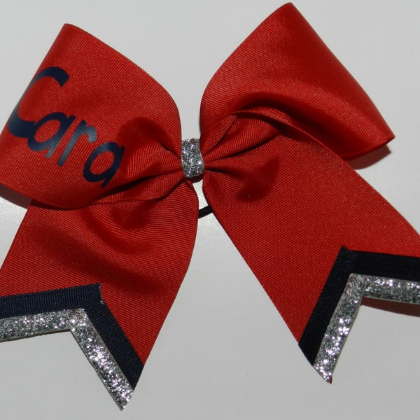 Personalized 3" Texas Size Cheer bow - single layer - trimed ends -  squad discounts