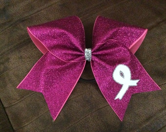Breast Cancer Glitter Bow