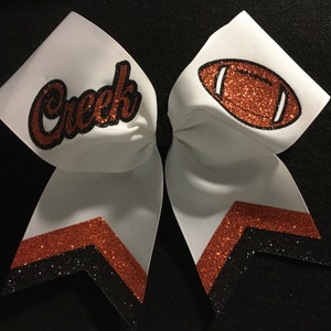 Football cheer bow white orange black