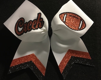 Football cheer bow white orange black