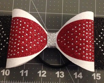 Customizable large tailless cheer bow dolly style rhinestone spray