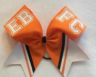 3" Texas Size Cheer bow -  wide trimmed  ends -  squad discounts red silver white