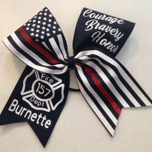 Red line firefighter cheer bow - blue line police Hairbow - EMS white