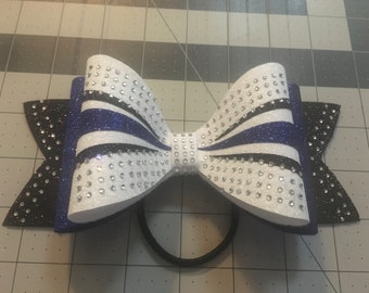 Customizable large tailless cheer bow dolly w/rhinestones ray