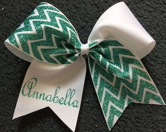 Customizable- 3" Texas Size Cheer bow - Chevron Varsity Flip - team discounts - royal gold