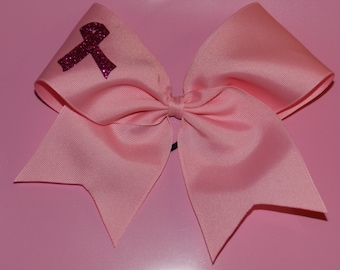 3" Texas Size Cheer bow - single layer - squad discounts - breast cancer awareness