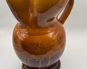 La Ceramica Vincenzo Del Monaco brocca in ceramica Italia marrone giallo drip 8” Firmata