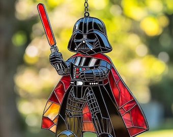 Darth Vader Acrylic Suncatcher – Movie Character Faux Stained Glass Window Hanging Gift Movie Gift Fan